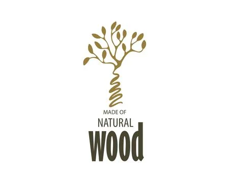 An unusual vector hand-drawn logo for the production of wood products Stock Illustration