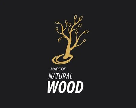 An unusual vector hand-drawn logo for the production of wood products Stock Illustration