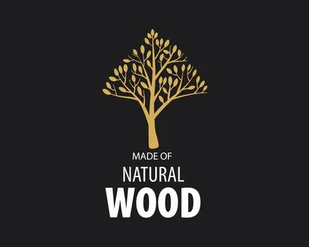 An unusual vector hand-drawn logo for the production of wood products Stock Illustration