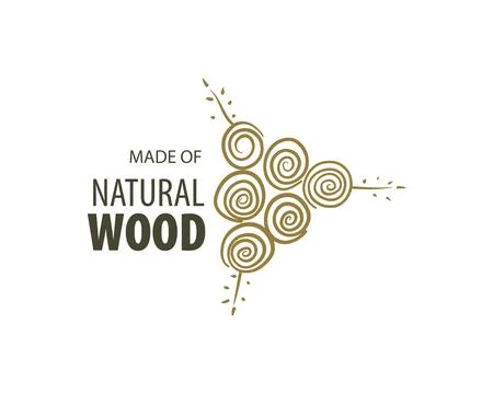 An unusual vector hand-drawn logo for the production of wood products Stock Illustration