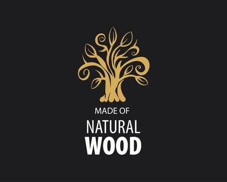 An unusual vector hand-drawn logo for the production of wood products Stock Illustration