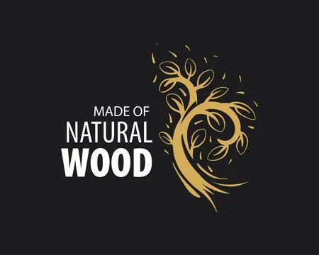 An unusual vector hand-drawn logo for the production of wood products 스톡 일러스트