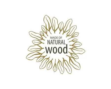 An unusual vector hand-drawn logo for the production of wood products Stock Illustration
