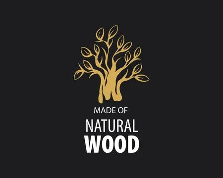 An unusual vector hand-drawn logo for the production of wood products Stock Illustration
