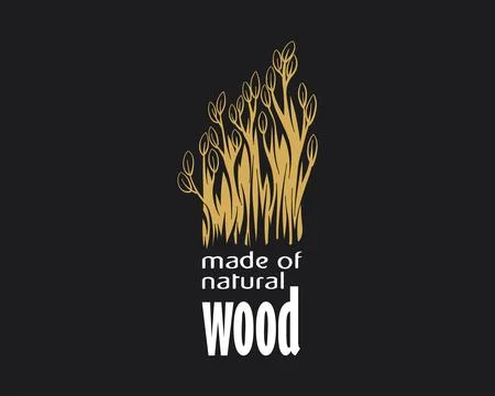 An unusual vector hand-drawn logo for the production of wood products 스톡 일러스트