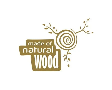 An unusual vector hand-drawn logo for the production of wood products Stock Illustration