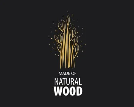 An unusual vector hand-drawn logo for the production of wood products 스톡 일러스트