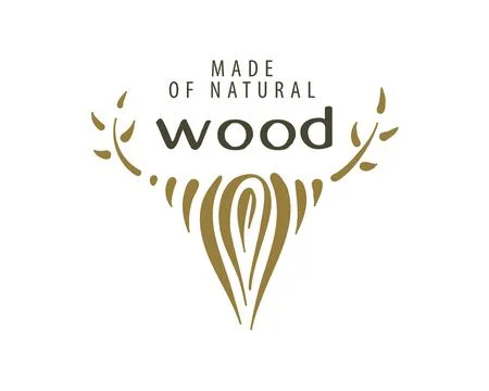 An unusual vector hand-drawn logo for the production of wood products Stock Illustration