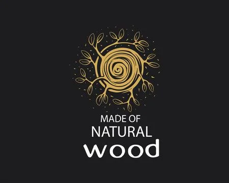 An unusual vector hand-drawn logo for the production of wood products 스톡 일러스트