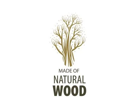 An unusual vector hand-drawn logo for the production of wood products Stock Illustration