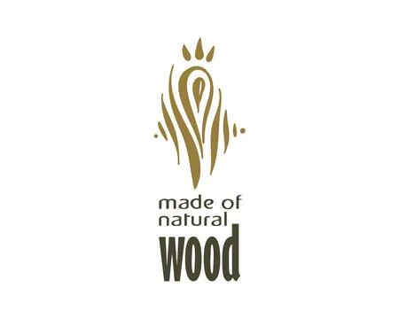 An unusual vector hand-drawn logo for the production of wood products Stock Illustration