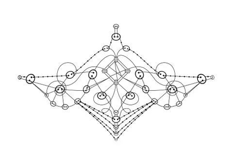 Unusual vector ornament from a button connected by threads similar to a Stock Illustration