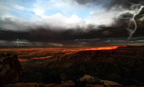 Unusual view of clouds and thunderstorms Stock Photos
