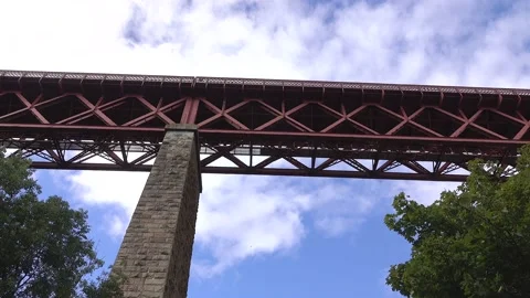  An unusual view looking up to a section of the Forth Rail Bridge. Stock Footage 138504652
