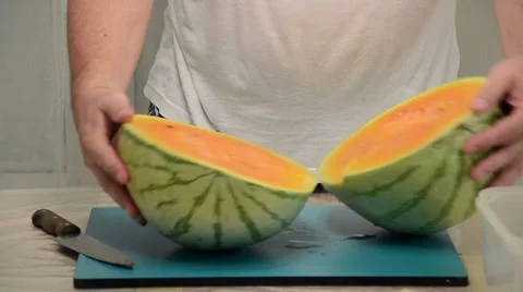 Unusual yellow watermelon Video stock 24772666