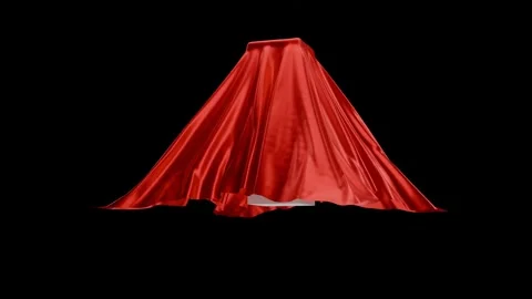 Unveiling of a Box with Red Satin Fabric - 3D Render Stock Footage 283669243