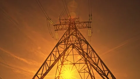 Unveiling the Electric Time Lapse of High Voltage Transmission Lines Stock Footage 260654319