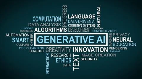 Unveiling Perspectives: A Dynamic Concept of Generative AI Related Themes Stock Illustration