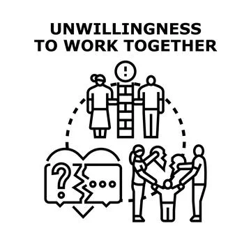 Unwillingness to work together concept vector icon Stock Illustration