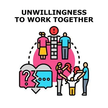 Unwillingness to work together concept vector icon Stock Illustration