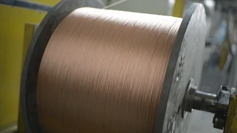 Unwinding copper stranded wire production Stock Footage 127829911