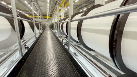 The unwinding of the threads from the bobbin of the warp Stock Footage 270169974