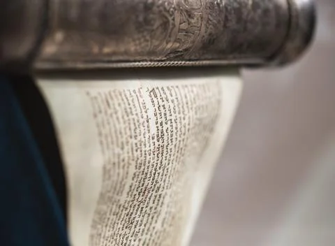 Unwrapped Torah scroll silver Stock Photos