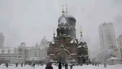 An unyielding blizzard Stock Footage 85215716