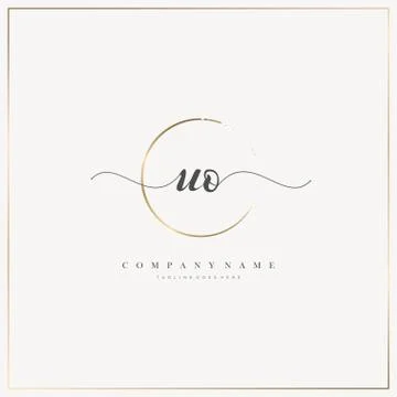 UO Initial Letter handwriting logo hand drawn template vector, logo for beaut Ilustração Stock