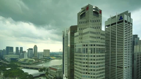 UOB Plaza 2 with Thunderstorm Approaching Stock Footage 199800267