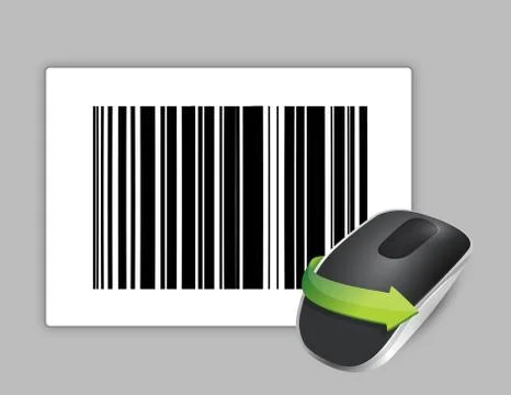 Upc code and wireless computer mouse isolated on white background Stock Illustration