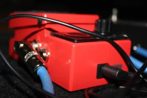 Upclose red loop boss guitar pedal 库存照片