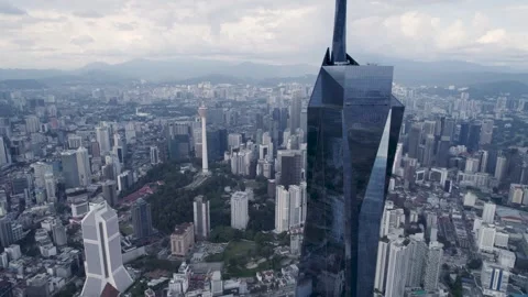 An upclose view of a Tip of the Merdeka 118 tower megastructure in Kuala Stock Footage 307846318