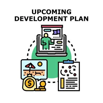 Upcoming development plan concept for strategy and growth 库存插图