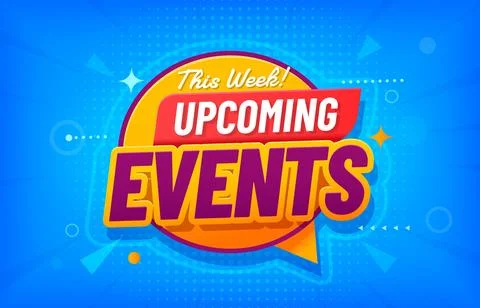 Upcoming events poster with speech bubble Stock Illustration