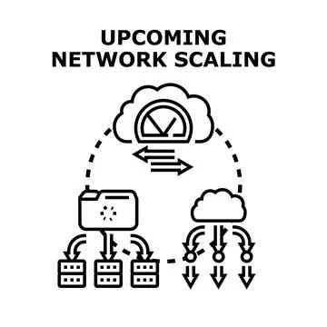 Upcoming network scaling concept for modern data networks イラスト素材