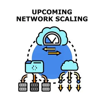 Upcoming network scaling concept for modern data networks イラスト素材