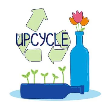 Upcycle concept.Glass upcycle.Vector illustration Stock Illustration