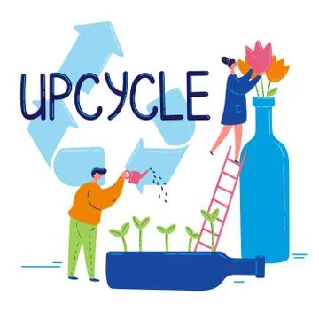 Upcycle concept.Glass upcycle.Vector illustration Stock Illustration