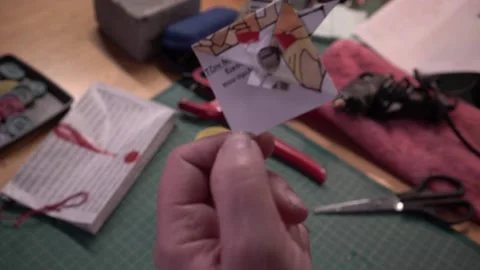 Upcycled bookmark Stock Footage 167741932