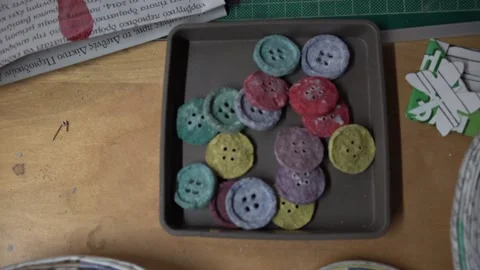 Upcycled button Stock Footage 167741923
