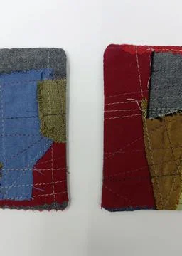 Upcycled fabric patchwork craft object Stock Photos