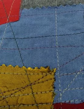 Upcycled patchwork cloth coaster Stock Photos