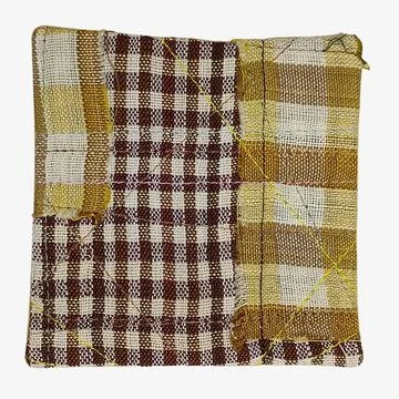 Upcycled patchwork sample made from fabric pieces Fotos de archivo