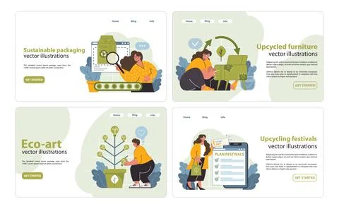 Upcycling Vector Illustration Set. A compelling visual set that includes eco-art 库存插图