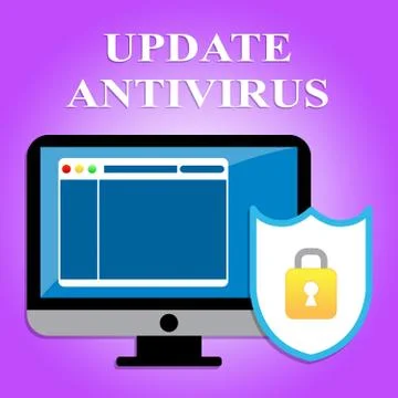  Update Antivirus Indicating Malicious Software And Upgrades 库存插图