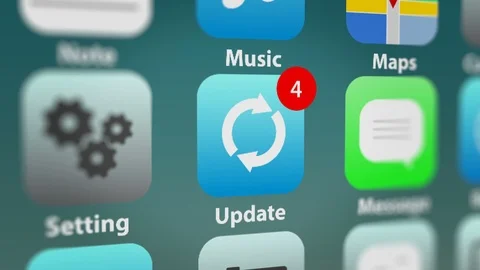 Update App Icon with Notifications on Smart Phone Screen Stock Footage 124221653