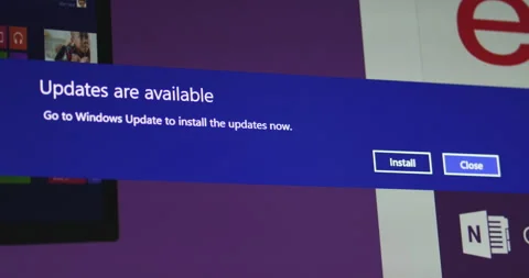 Update are available go to Windows updates to install them now message on the Stock Footage 235923276