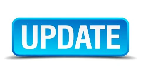 Update blue 3d realistic square isolated button Stock Illustration
