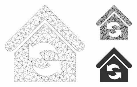 Update Building Vector Mesh Carcass Model and Triangle Mosaic Icon Ilustración de archivo